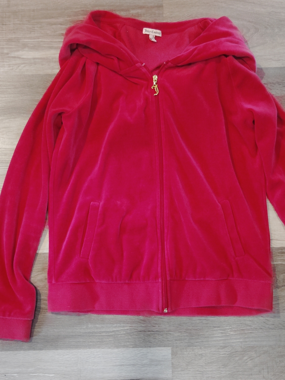 Juicy Couture Womens Hot Pink Velour Zip Hoodie
